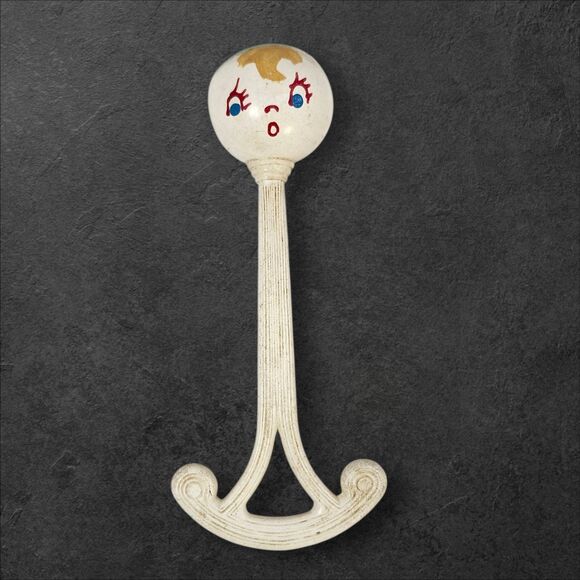 Vintage 1950s Baby Rattles Lot of 3 Plakie Plastic Nursery Toys Pastel Faces - Picture 4 of 10